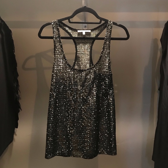 Sequin Razor Back Tank Top - Picture 2 of 7